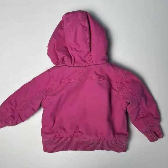 Carhartt 12 Months Baby Girl's Sherpa-Lined + Quilted Hooded Canvas Zip Jacket - Picture 4 of 10